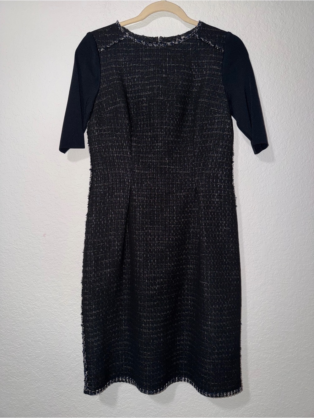 Elie Tahari Black Tweed Midi Dress